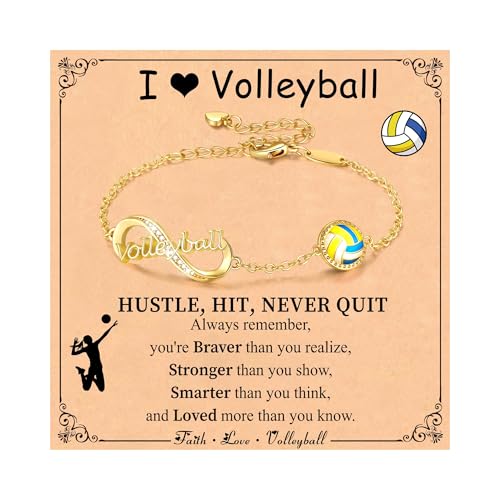 Image of Softball /Volleyball /Soccer /Basketball Bracelet for Girls Teen Women,14K Gold Plated Infinity Charm Link Bracelet Sports Accessories Jewelry Gifts for Lovers Players Team Coach