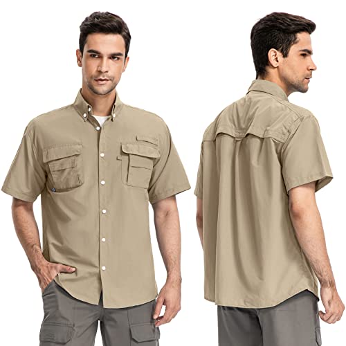 Men's Fishing Shirts Short Sleeve Safari Shirts Sun Protection Quick Dry Outdoor Hiking Travel Clothes3