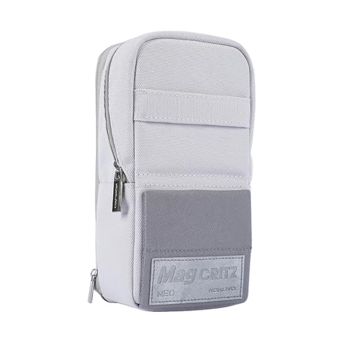 KOKUYO Pencil Case Pouch Standing Pen Pouch Bag Foldable Magnetic Stand up Phone Pencil Holder Organizer Large Capacity Portable Pencil Box for School Office Supplies. (Mag Critz Neo - Grey)
