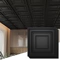 LooYee 24 PCS 24 X 24 Inch Black Drop Ceiling Tiles, 2Ft X 2Ft PVC 3D Decorative Ceiling Panels, Waterproof Washable Plastic Ideal for Living Room Garage Basement Bedroom Cover 96 Sq.Ft