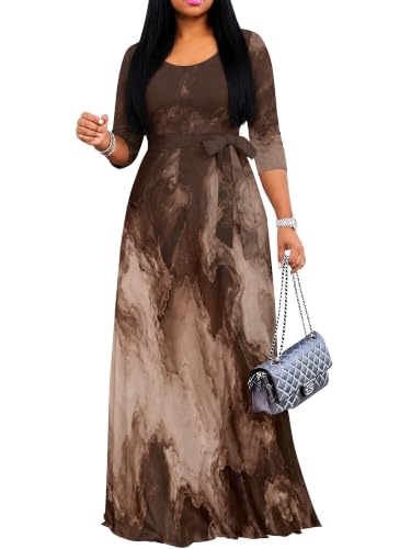 Image of Women's 3 /4 Sleeve Maxi Dress with Pockets