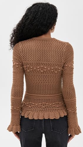 L'AGENCE Women's Kiva Open Stitch Ruffle Cardigan3