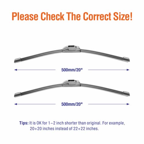 WOWIPER Wiper Blades 20\" + 20\" Automotive Replacement Windshield Wiper Blades for My Car Premium All-Seasons OE Quality Wipers for front windshield(Set of 2)