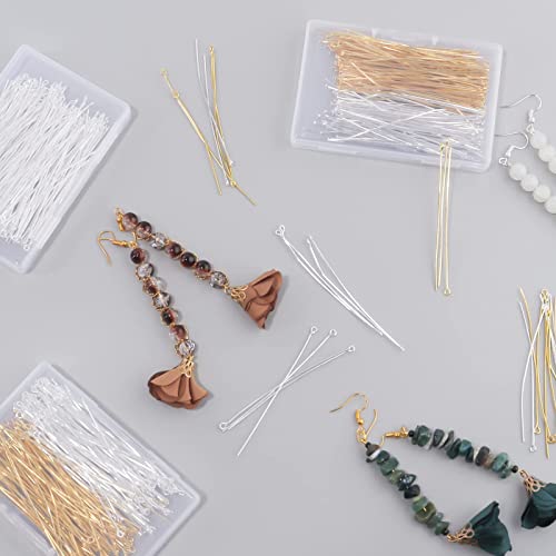 Eye Pins 70Mm/2.76Inch 200Pcs 3 Colors 6 Styles Open Eyepins And Headpins For Jewelry Making (Eye Pins, Silver Plated & Gold Plated) #TOP3