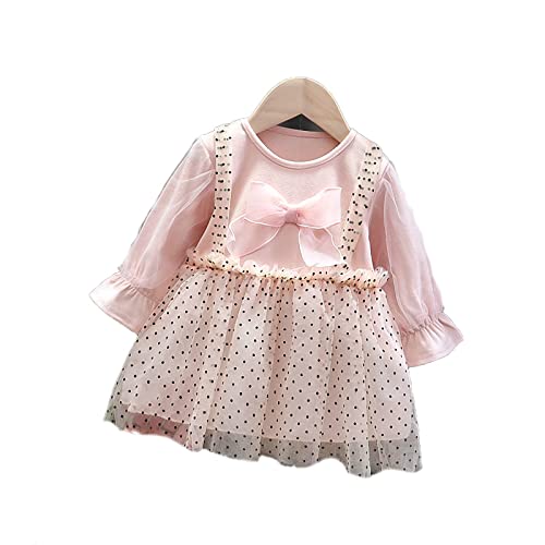 Bold N Elegant Full Sleeve Polka Dot Print Bow Attached Birthday Party Tutu Tulle Frock Dress for Girls