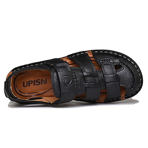 UPIShi Mens Casual Closed Toe Leather Sandals Outdoor Fisherman Adjustable Summer Shoes4