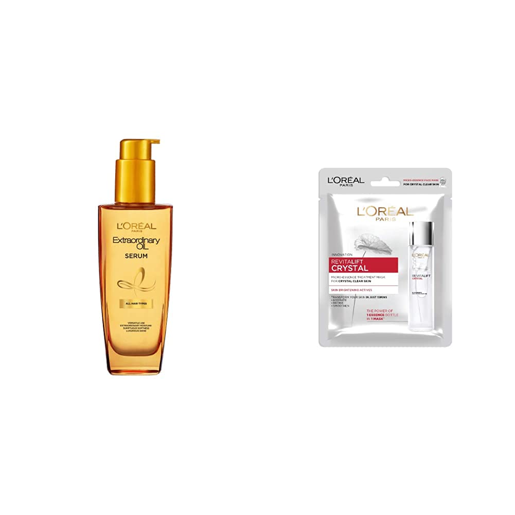 L'Oreal Paris Extraordinary Oil Hair Serum For Women And Men, 100 Ml & Revitalift Crystal Micro-Essence Sheet Mask, 25G, 25 G-picture-42