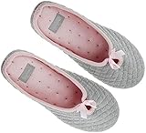 Greenery Womens Indoor Slippers Slip-on Soft Warm Cotton Home Bootie Shoes Anti-Skid Scuff Bedroom Footwear Mule Clog Grey