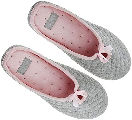 Greenery Womens Indoor Slippers Slip-on Soft Warm Cotton Home Bootie Shoes Anti-Skid Scuff Bedroom Footwear Mule Clog Grey