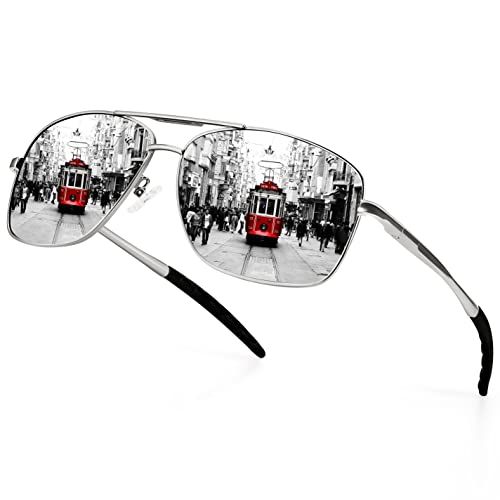 Aviator Sunglasses for Womens Men UV Protection Polarized Pilot Style Durable Metal Frame with Spring Hinges