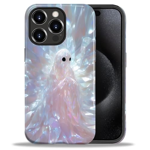 ANLUN STORE Case for iPhone 15 Pro,Hybrid Dual Protection Soft TPU + Hard PC Shockproof Cover, Anti-Scratch & Slim Protective Men Women Case for iPhone 15 Pro Cute Ghosty Lovers Halloween Design