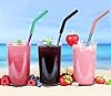 Senneny Set of 5 Stainless Steel Straws with Silicone Flex Tips Elbows Cover, 2 Cleaning Brushes and 1 Portable Bag Included (Colorful)- 8mm diameter #4