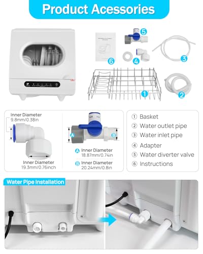 Bonxrdun XWJ01 Countertop Dishwasher, Portable Dish Washer, 5 Washing Modes, 360° Cleaning, Energy Efficient thumb #7