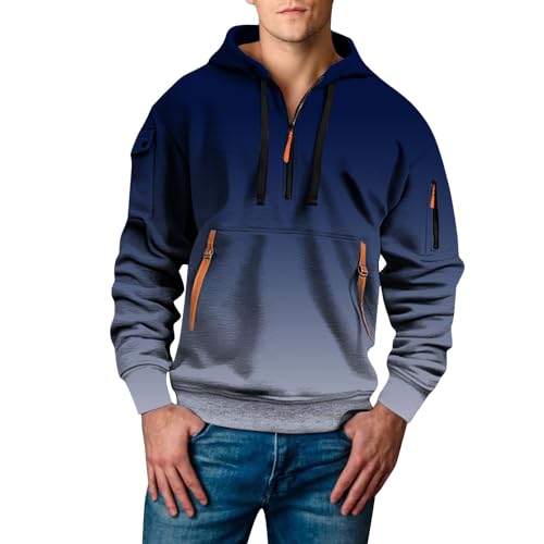 Sudadera con capucha para hombre con estampado 3D flores dinámicas en azul marino talla XXL