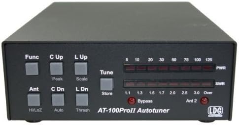 AT-100PROII Automatic Antenna Tuner 1.8-54 MHz, 1-125 Watts, Updated features include an LED indicator for antenna selection and an LED to indicate when in bypass .2 Year Warranty by LDG Electronics