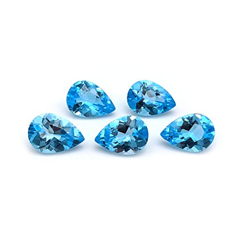Bleu Topaze Poire 10X7mm | Pierre Fine Naturelle Qualité AAA pour Haute Joaillerie