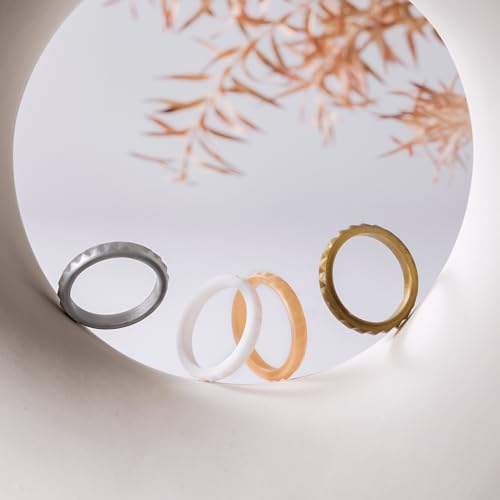 Image of Egnaro Silicone Wedding bands women:2.5mm Wide - 2mm Thick Gold and Silver Rubber Rings with Half Size,4-8 Variety Multipack