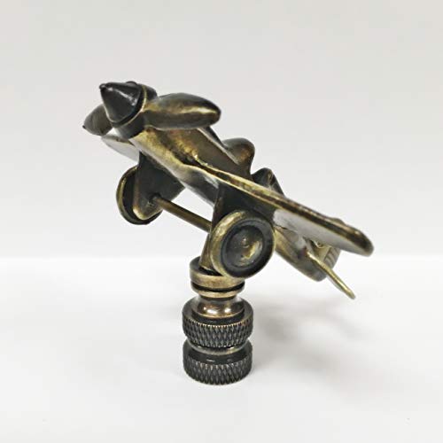 Image of Lamp Finial-Airplane-Aged Brass Finish, Highly Detailed Metal Casting