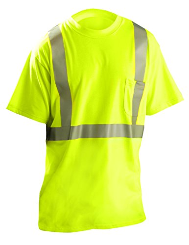 Occunomix LUX-TP2/FR-Y2X Classic Standard Occlux Ansi Flame Resistant T-Shirt with Pocket, ANSI, 2” Silver Reflective Tape, 2X-Large, Yellow (High Visibility)