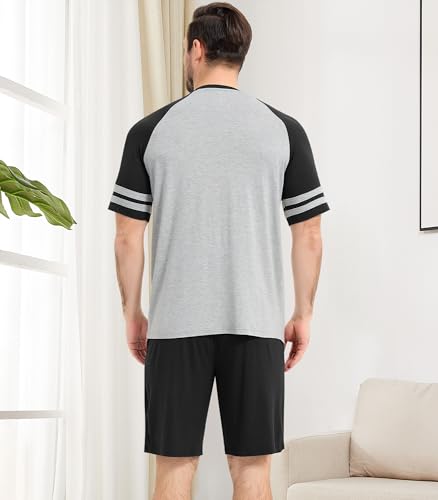 Image of NACHILA Men's Bamboo Viscose Pajamas Set Raglan Short Sleeve Shorts Pjs