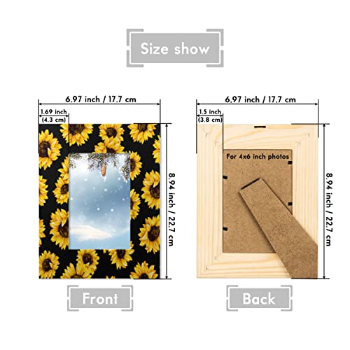 Sunflowers 4X6 Picture Frame Solid Wood Summer Flowers Sunflowers Photo Frames Firm Durable Picture Frames Perfect For 4X6In Photos, For Wall Or Tabletop Display Bedroom Living Room Office Home Decor #TOP2