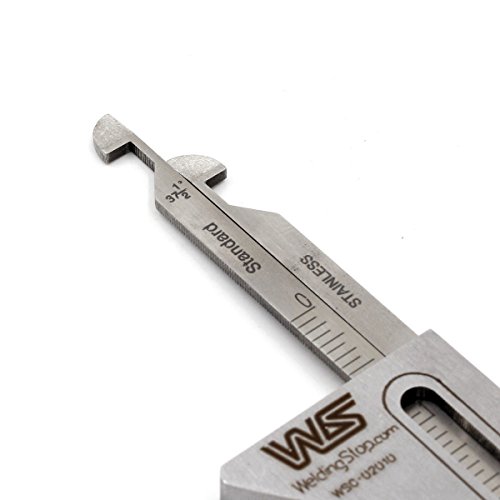 Calibrador de soldadura Hi-Lo para espesor de tubería, desalineación interna, ángulo de bisel y medición de longitud de filete en pulgadas/mm miniatura 6