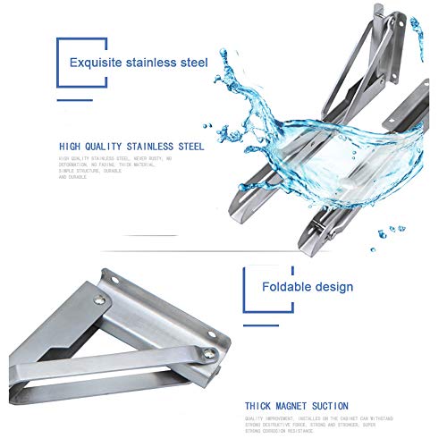 Table murale rabattable en acier inoxydable | 2 supports pliants robustes pour établi - 4