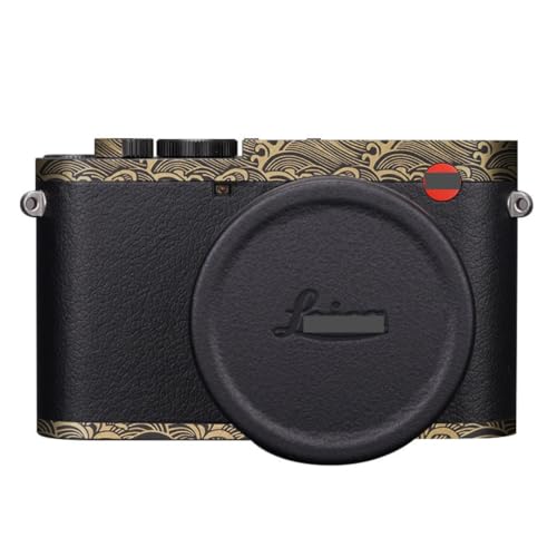 Film en vinyle anti-rayures Leica Q3 vague dorée habillage élégant texture cuir noir pour boîtier