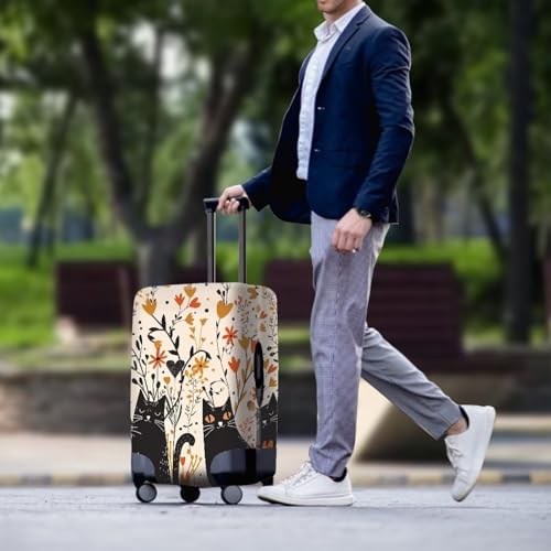 Floral Cats Print Suitcase Protector Cover,Luggage Protective Cover for Women,Luggage Sleeve,Floral Cover for Suitcase,Cover for Luggage,Suitcase Case for Boys Girls3