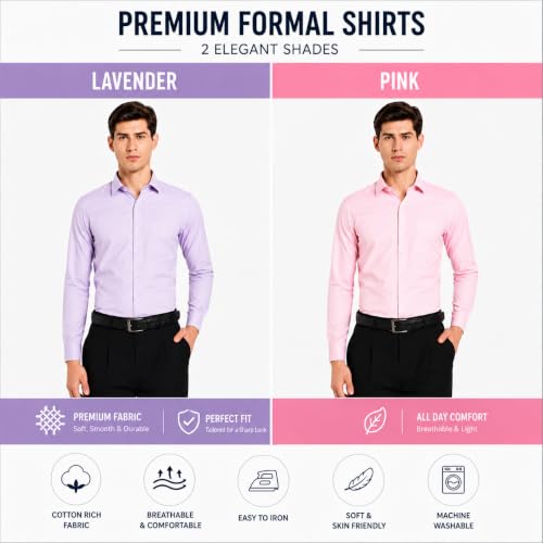 Image of Men's Solid Formal Shirt | Premium Cotton Rich Full Sleeves Shirt | Comfort Fit Office Wear Shirt with Single Chest Pocket | Stylish Casual & Formal Shirt for Men