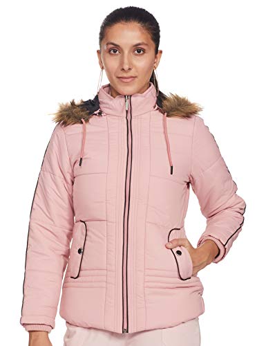 Image of Qube By Fort Collins Women's Medium-Length Bomber Jacket with Detachable Hood Stylish Winterwear for All-Day Comfort |Material: Nylon