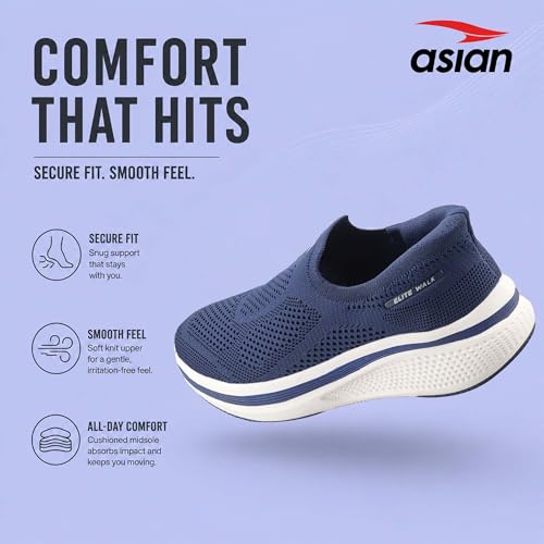 Image of ASIAN Wonderwalk Pro-01 Men's Premium Walking Shoes with Lightweight Knit Design | Soft Cushion Comfort, High-Grip Outsole, Breathable Knit and Supportive Daily Walk Performance