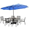BPS 15FT Double Sided Patio Umbrella Dining Table Outdoor Market Umbrella with Base Stand for Garden Pool Yard