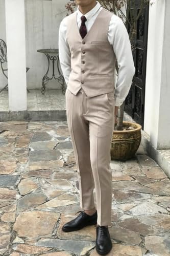 Men's Slim Fit 3 Piece Suit Two Button Business Wedding Prom Tuxedo Suits Blazer & Pants Set for Men4