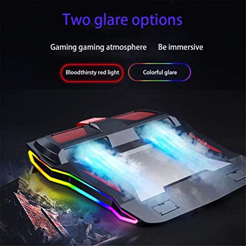 Base refrigeradora para laptop de 17,3 pulgadas con doble ventilador, filtro de polvo, anillo de goma flexible, luces multicolor y flujo de aire potente (versión arcoíris) miniatura 2