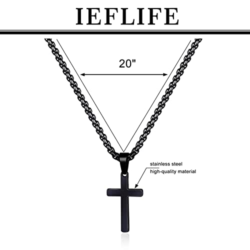 Ieflife Father In Law Gifts From Daughter In Law, Black Cross Necklace Jewelry Father In Law Fathers Day Christmas Gifts Religious Christian Gifts For Father In Law #TOP5