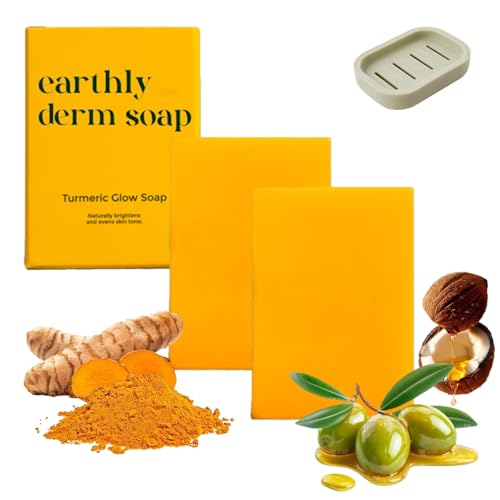 Turmeric Glow Soap Handmade Turmeric Cleansing Soap Body Skin Care Handmade Soap Gentle Formula for All Skin Types Ideal for Face and Full Body Care (2pcs)