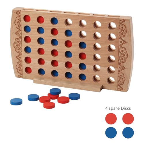 Juego de mesa 4 en línea de madera classic strategy miniatura 5