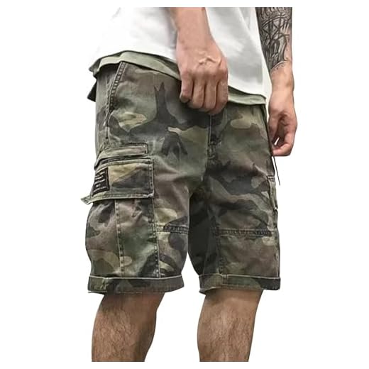 Generisch Shorts cargo pour homme, camouflage, pour activités en plein air, multi-poches, d’été, militaires, pour le temps libre, courts, bermuda camouflage, Gris, XXXXL