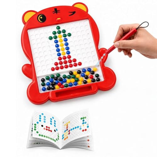 Image of Magnetic Drawing Board for Kids with 80 Beads & Magnetic Pen | Big Size Magnetic Doodle Board | Educational Learning Toy, Drawing & Creativity for Boys & Girls (Multicolor) (Red Medium)