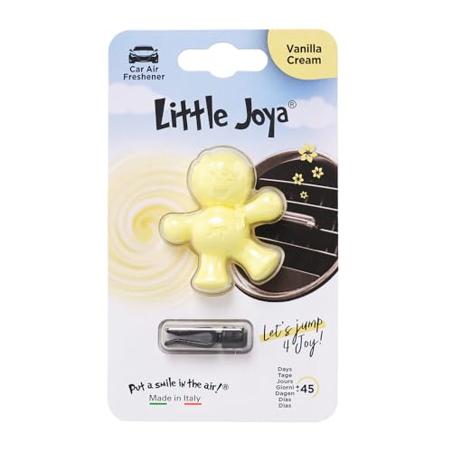 Deo Little Joya Vanilla Cream, Deodorante per Auto Solido, Bambolina Profumata, Clip per Griglia Aria, Giallo, Profumo Vaniglia