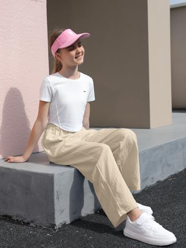 Image of SANGTREE Girls & Woman Wide Leg Pants Lightweight Casual Elastic High Waist Straight Leg Loose Trousers,4 Years - Woman 2XL