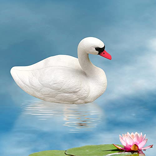 Kemine White Floating Swan Garden Statues, Fake Goose Pond Statue Decoy Sculpture Bird Deterrent Lifelike Simulated Ornament Hunting Bait Figurine For Pond Lawn Yard Decoration (White) #TOP4