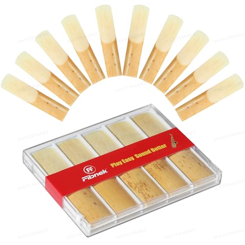Fibnek 10 Pack Alto Saxophone Reeds Strength 2.5 - Standard Eb Alto Sax Reeds for Student Daily Practice Easy to Play for Beginners Plastic Box Storage