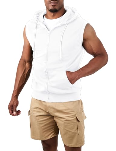 Ohoo Men's Workout Hooded Tank Tops Muscle Cut Off Sleeveless Gym Hoodies4