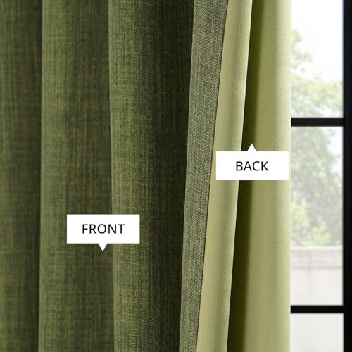 Image of HPD Half Price Drapes Grommet Linen Curtains 108 Inches Long Room Darkening Curtains for Bedroom & Living Room (1 Panel), 50W x 108L, Tuscany Green