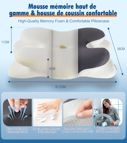 Oreiller Cervical pour dormeurs sur le côté et le dos pour des nuits réparatrices - 7