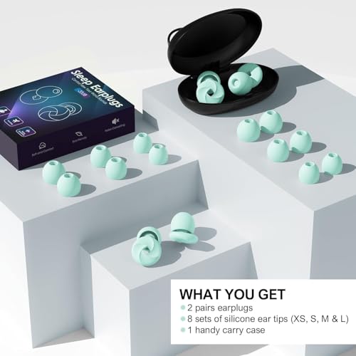 Image of Loop Earplugs for Noise Reduction High Fidelity Ear Protection for Concerts, Work, Noise Reduction, Studying, Musicians, Motorcycles, Relaxation - SNR 33 Filter Sound Blocking - Reusable Flexible Earplugs for Sleep - Travel , 4 Ear Tips in XS,S,M, L (Sea Green, One Size)