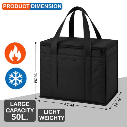 Image of Match Made 50L Insulated Thermal Bag for Hot & Cold Food, Reusable Cooler Tote with Zipper, Heavy Duty Delivery & Grocery Shopping Bag,Freezer Storage Bag for Travel & Picnic