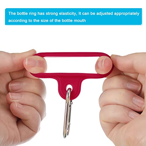 PATIKIL Silicone Water Bottle Clip with Buckle, 2 Pack Drink Holder Hook Keychain Clip Ring for Outdoor Activities Daily Use Red Silver - Image 4